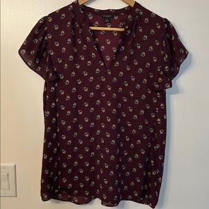 ANN TAYLOR Factory Floral Ruffle Sleeve Top